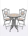 Mosaic Mandala Garden Bistro Set – Round Table & 2 Folding Chairs