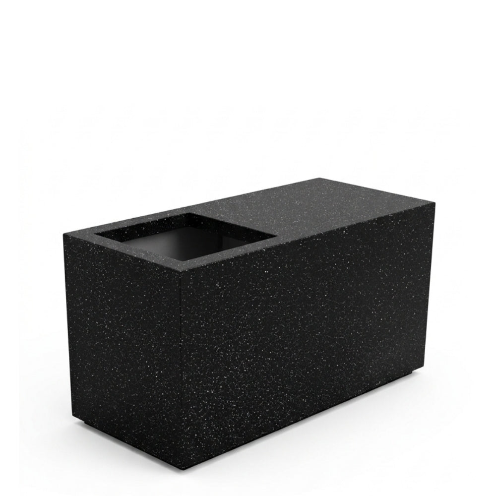 Rectangular Black Speckled Fiberglass Planter