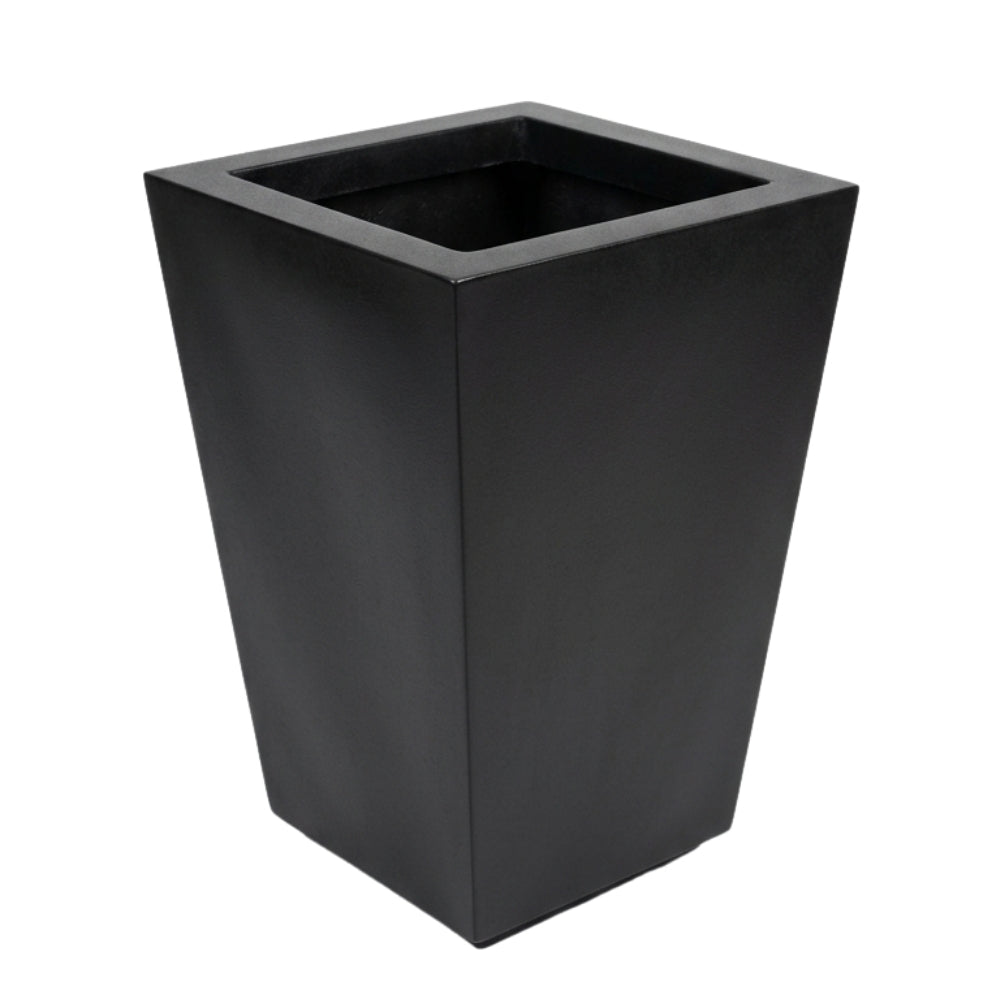Modern Tapered Black Fiberglass Planter