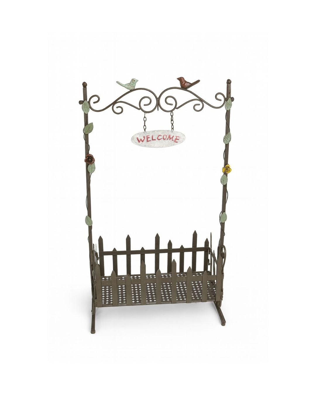 Metal Welcome Bird Garden Arch Planter Stand