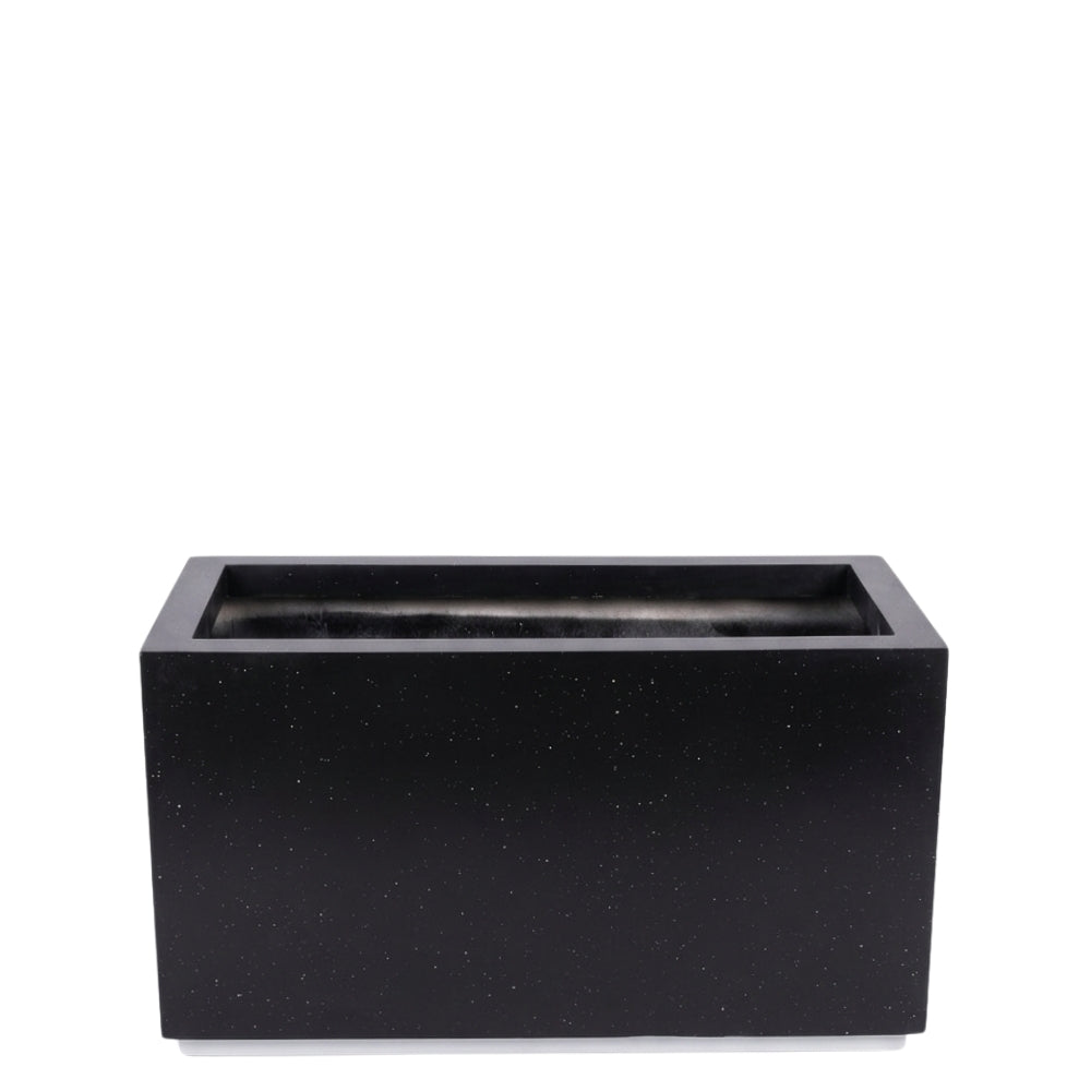 Sleek Black Fiberglass Rectangular Planter