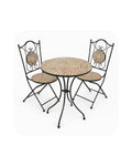 3-Piece Mosaic Bistro Set – Round Table & 2 Folding Chairs