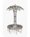 Metal Floral Umbrella Garden Bench with Round Seat