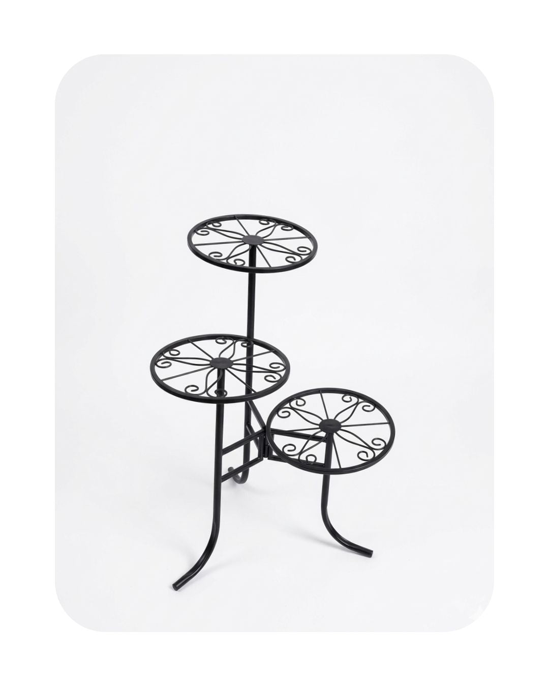 3-Tier Wrought Iron Plant Stand with Scroll Detail