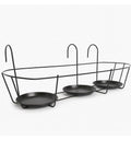 3-Pot Black Metal Balcony Railing Planter Holder