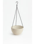 Cream Rattan-Effect Hanging Basket Planter with Chain & Hook