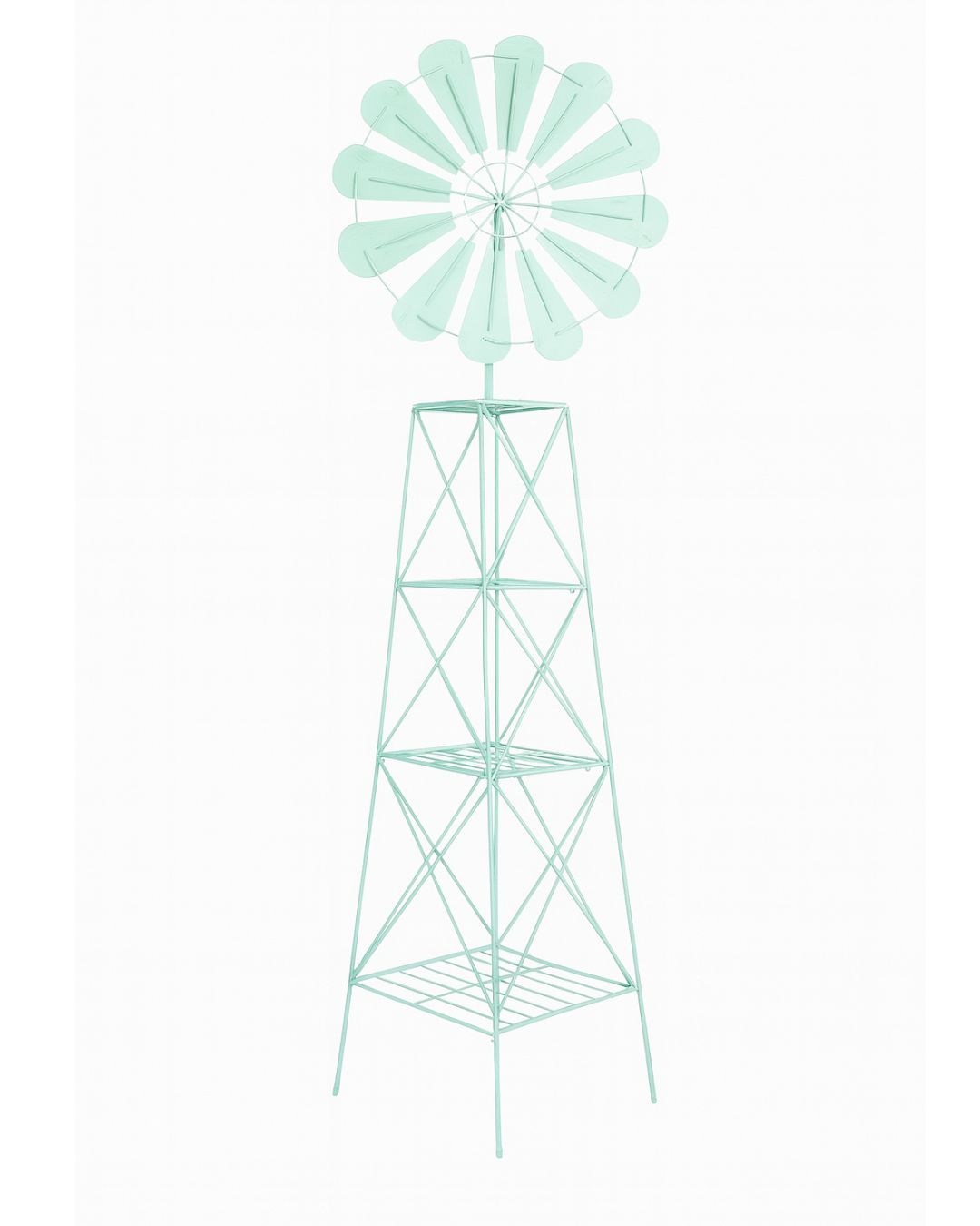 Metal Windmill Tower Plant Stand with 3 Shelves