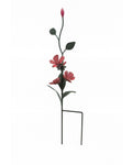 Metal Flower Garden Stake with Green Leaves & Bud