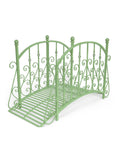 Ornate Green Metal Garden Bridge with Scrollwork Railings
