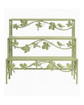 3-Tier Sage Green Metal Plant Stand with Bird & Vine Motif