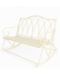 Vintage Metal Rocking Garden Bench – Cream White
