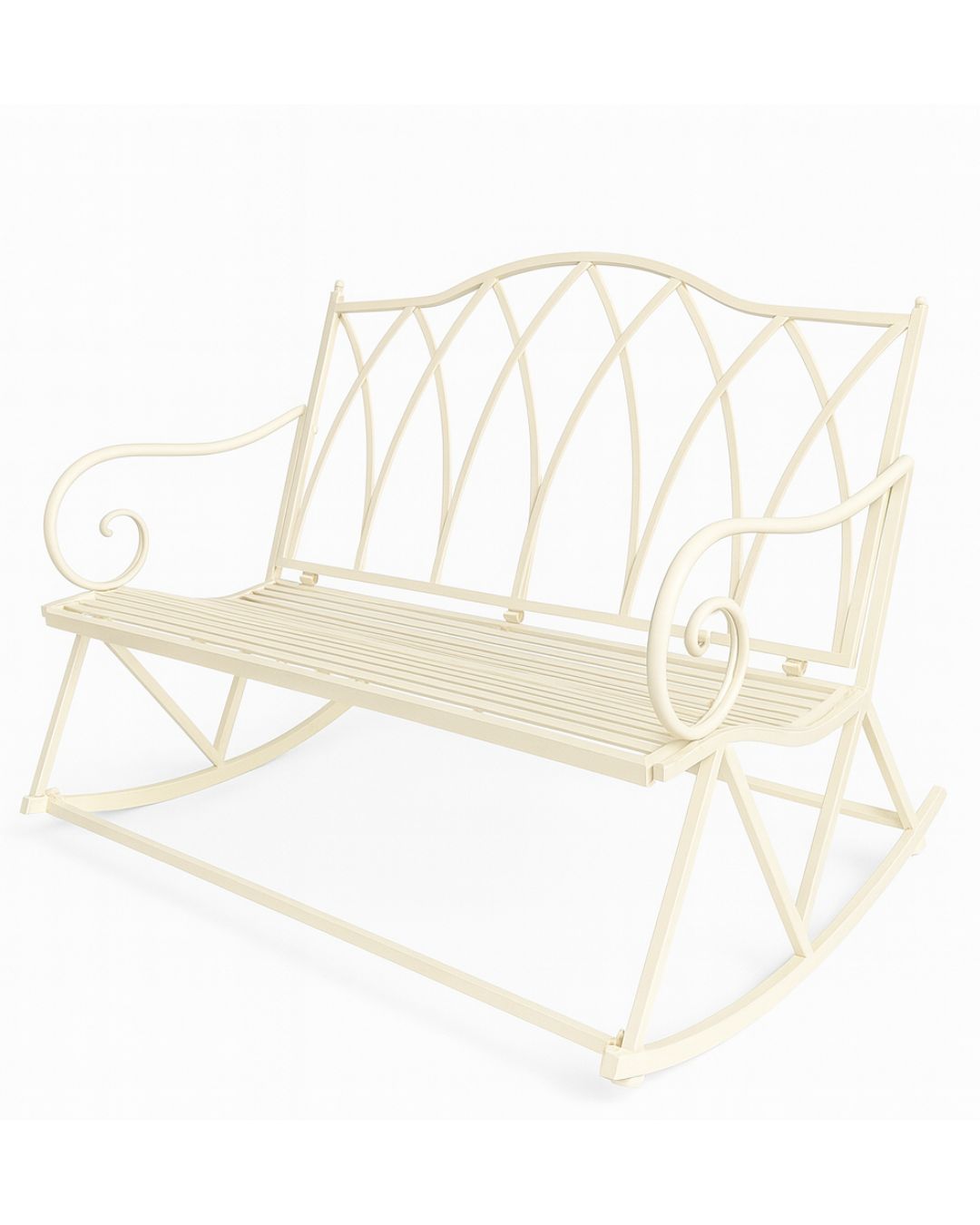 Vintage Metal Rocking Garden Bench – Cream White