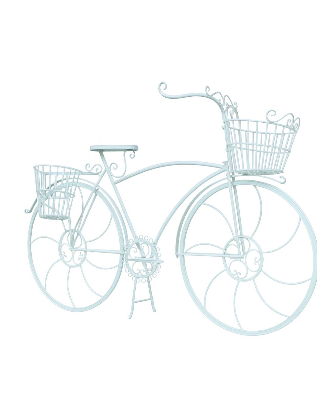 Vintage White Metal Bicycle Garden Planter with 2 Baskets