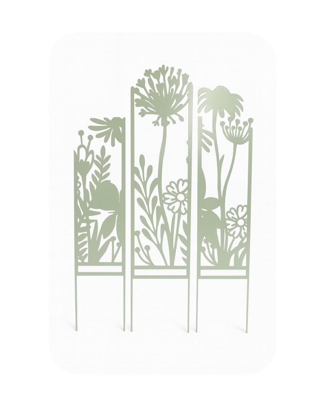 Metal Wildflower Silhouette Garden Screen Stakes – Set of 3