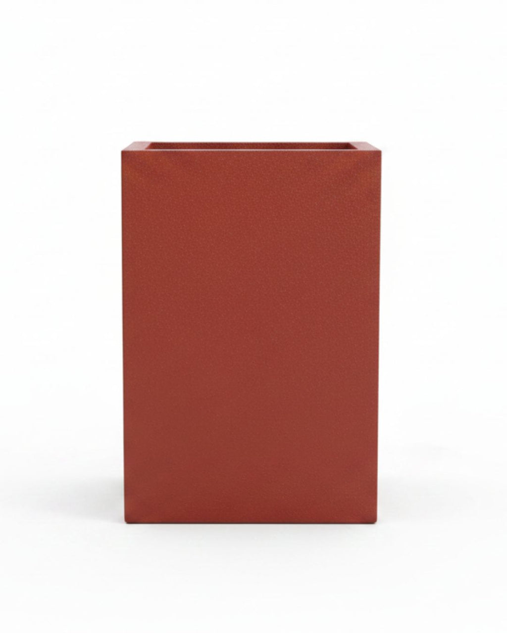 Tall Square Fiberglass Planter – Terracotta Red