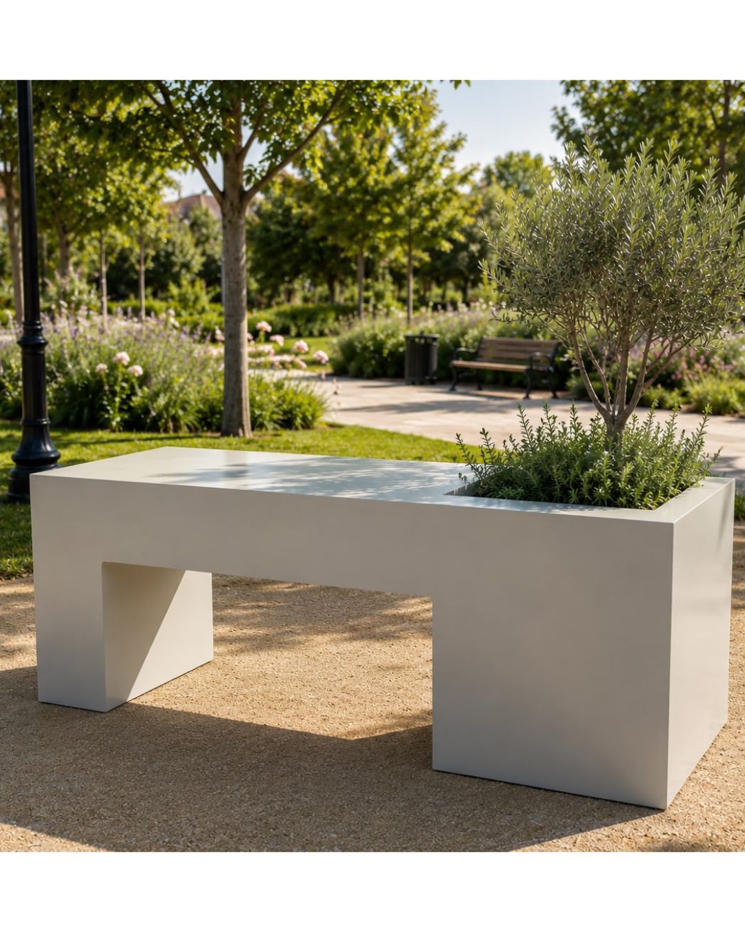 Arch Base Rectangle Planter – White Fiberglass