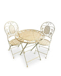 Vintage Garden Bistro Set – Folding Table & 2 Chairs in Cream