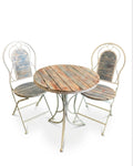 Rustic Wood & Iron Garden Bistro Set – Folding Table & 2 Chairs