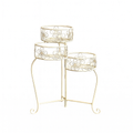 3-Tier Folding Metal Plant Stand – Cream Floral Design