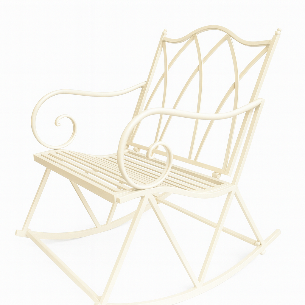 Vintage Metal Rocking Garden Chair – Cream White