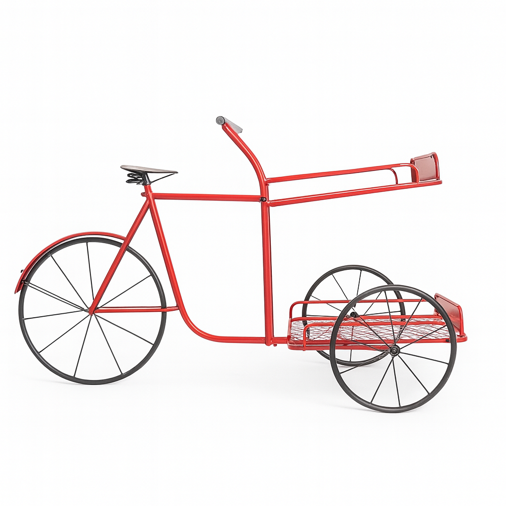 Vintage Red Metal Tricycle Garden Planter & Display Stand