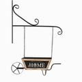 "Welcome Home" Hanging Wheelbarrow Planter with Wall Bracket