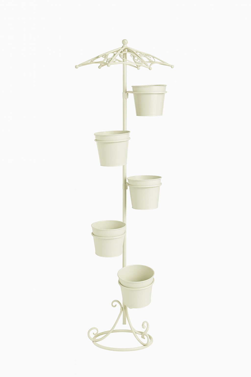 Metal Umbrella Multi-Pot Plant Stand – 6 Bucket Planters