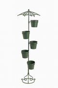 Metal Umbrella Multi-Pot Plant Stand – 6 Bucket Planters