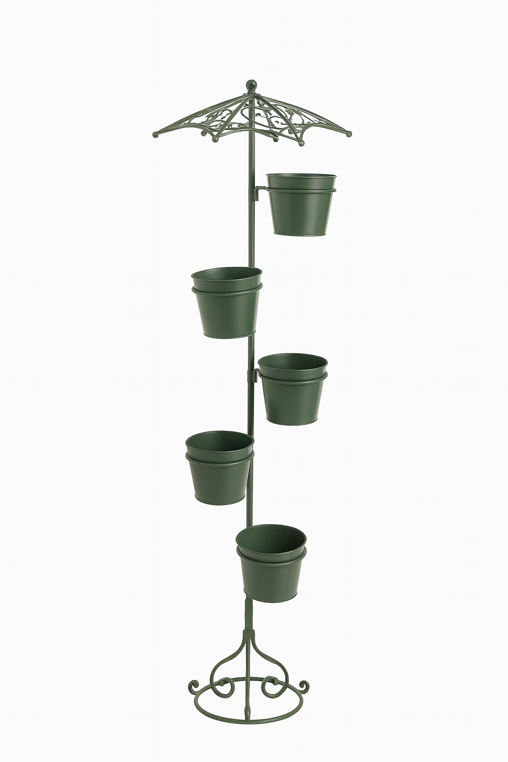 Metal Umbrella Multi-Pot Plant Stand – 6 Bucket Planters