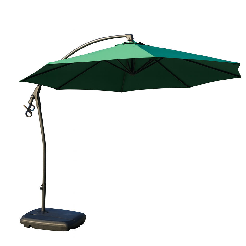 Cantilever Offset Patio Umbrella with Weighted Base – Green