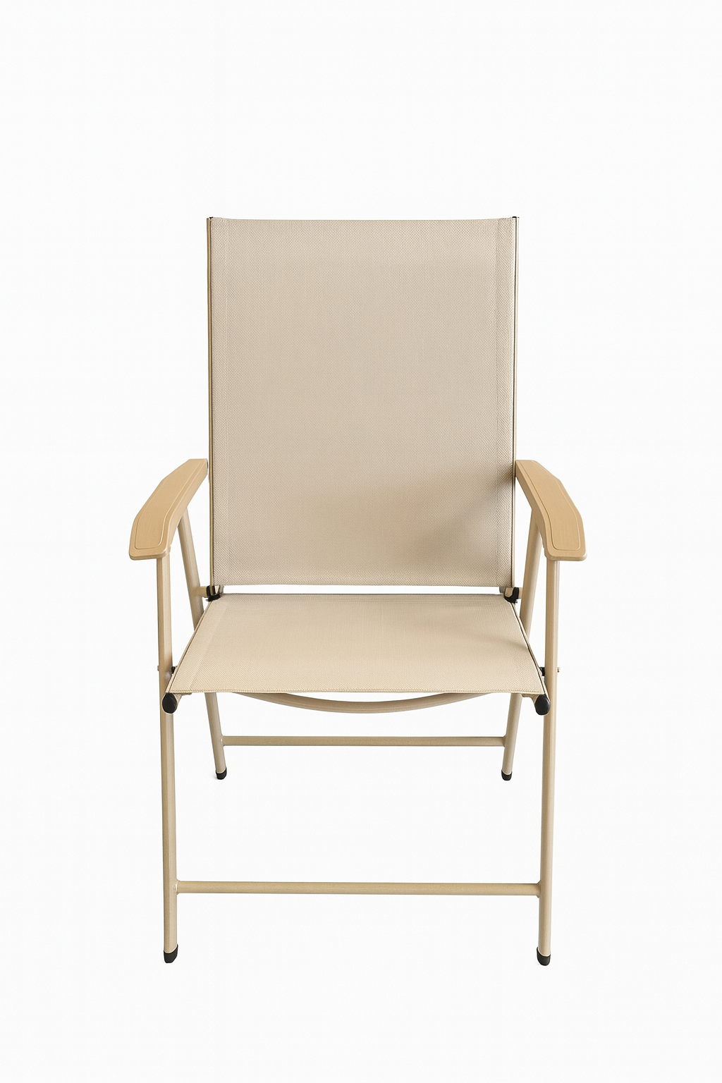 Folding Garden Table & 4 Chair Set – Beige Metal & Mesh