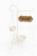 "Welcome To Our Home" Decorative Plant Stand with Hanging Pot & Sign