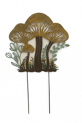 Metal Mushroom Garden Stake with Wildflower Cutout Design