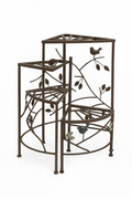 4-Tier Corner Plant Stand with Bird & Branch Ironwork