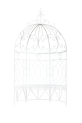 White Ornate Dome Garden Gazebo Bench with Scrollwork Canopy