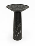 Black Metal Dragonfly Pedestal Bird Bath with Floral Basin