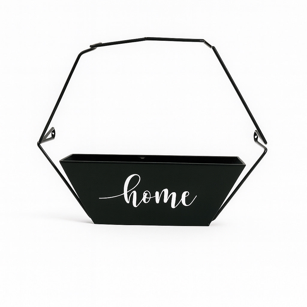 Hexagon Metal Wall Planter with "Home" Script