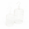 Set of 2 White Hanging Decorative Bird Cages