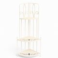 3-Tier Metal Corner Shelf with Fleur-de-Lis Scrollwork
