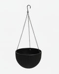 Charcoal Knit-Texture Hanging Basket Planter with Chain & Hook