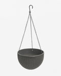 Charcoal Knit-Texture Hanging Basket Planter with Chain & Hook
