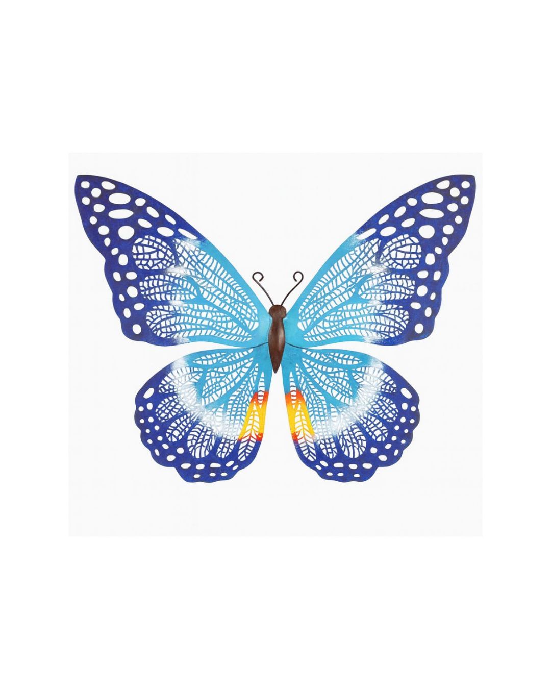Midium Blue Metal Butterfly Wall Art with Cutout Wing Detail