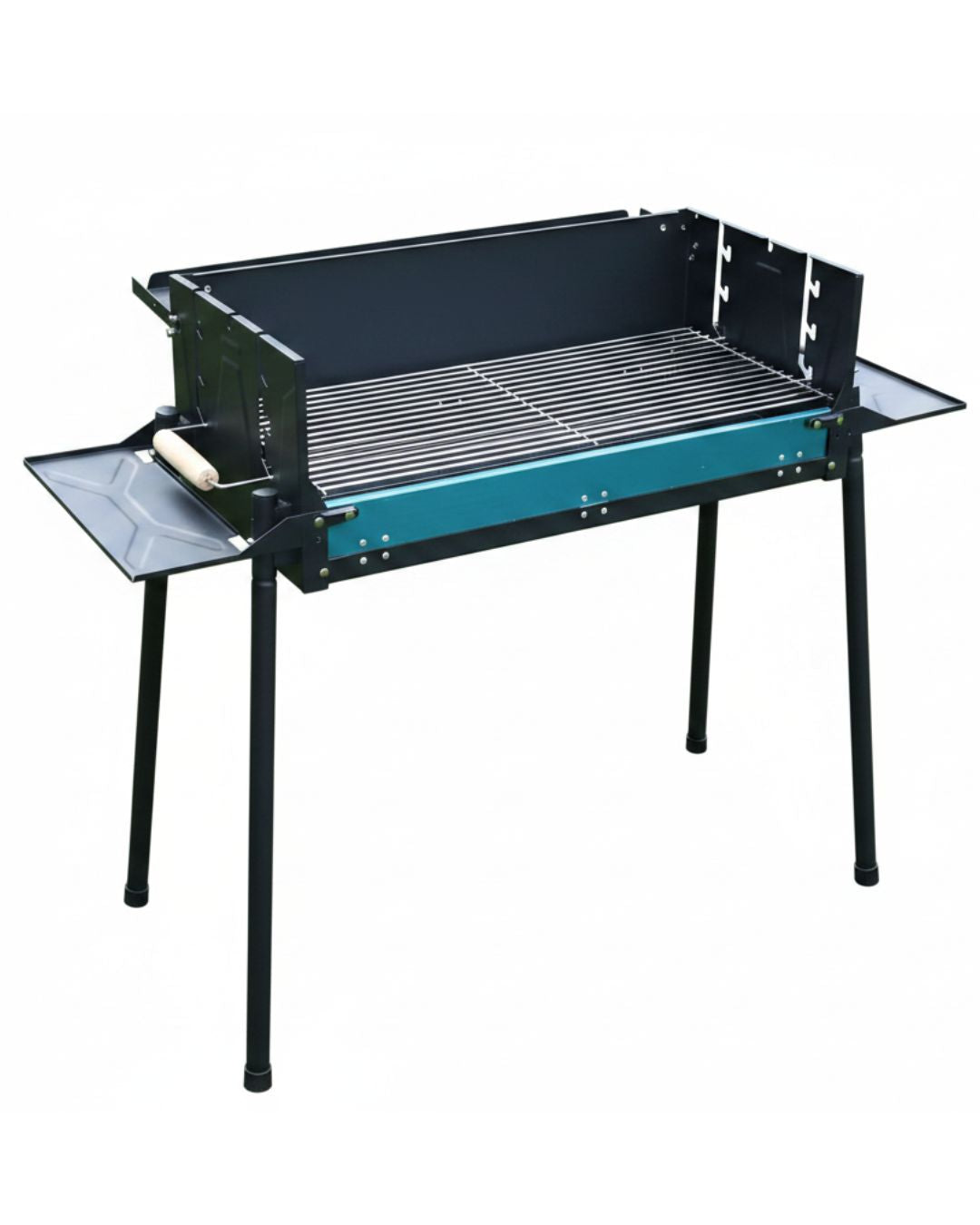 Large Charcoal BBQ Grill with Side Shelves