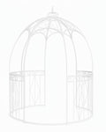 Ornate Sage Green Metal Garden Gazebo with Scrollwork Dome