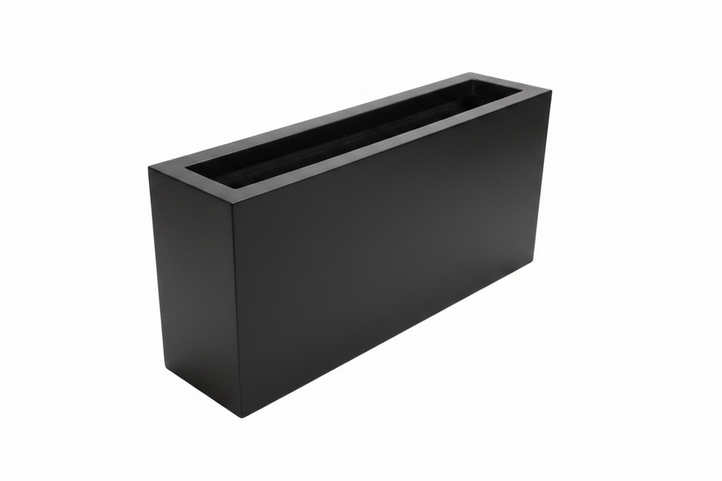 Tall Square Fiberglass Planter – Terracotta Red