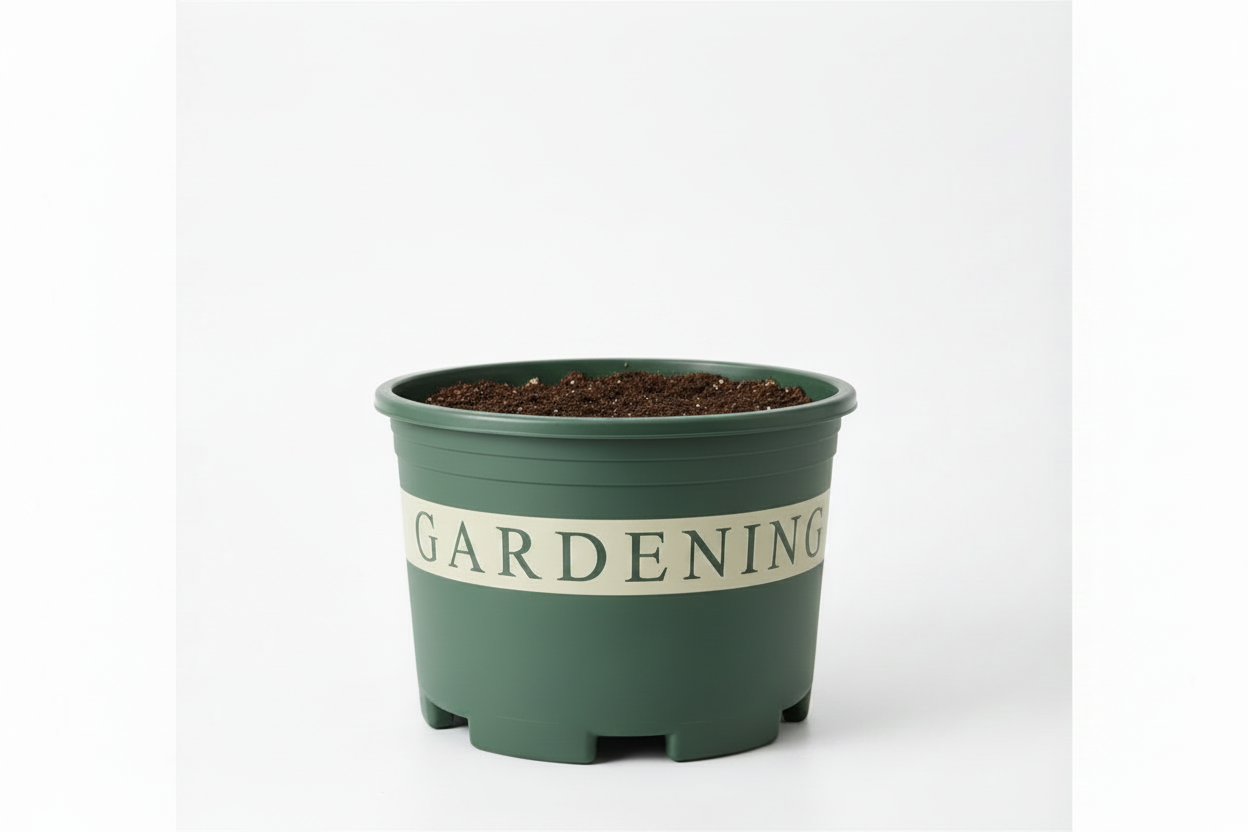 Green Gardening Plastic Plant Pot with Drainage Base