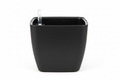 Black square self-watering planter pot side view