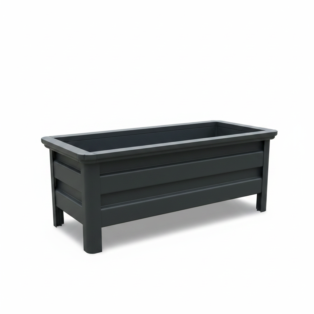 Aluminum Low Rectangular Planter Box with Legs - Angled View