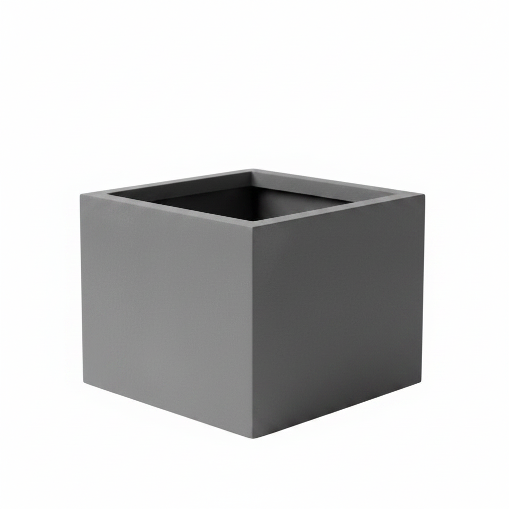 Grey Square Fiberglass Planter