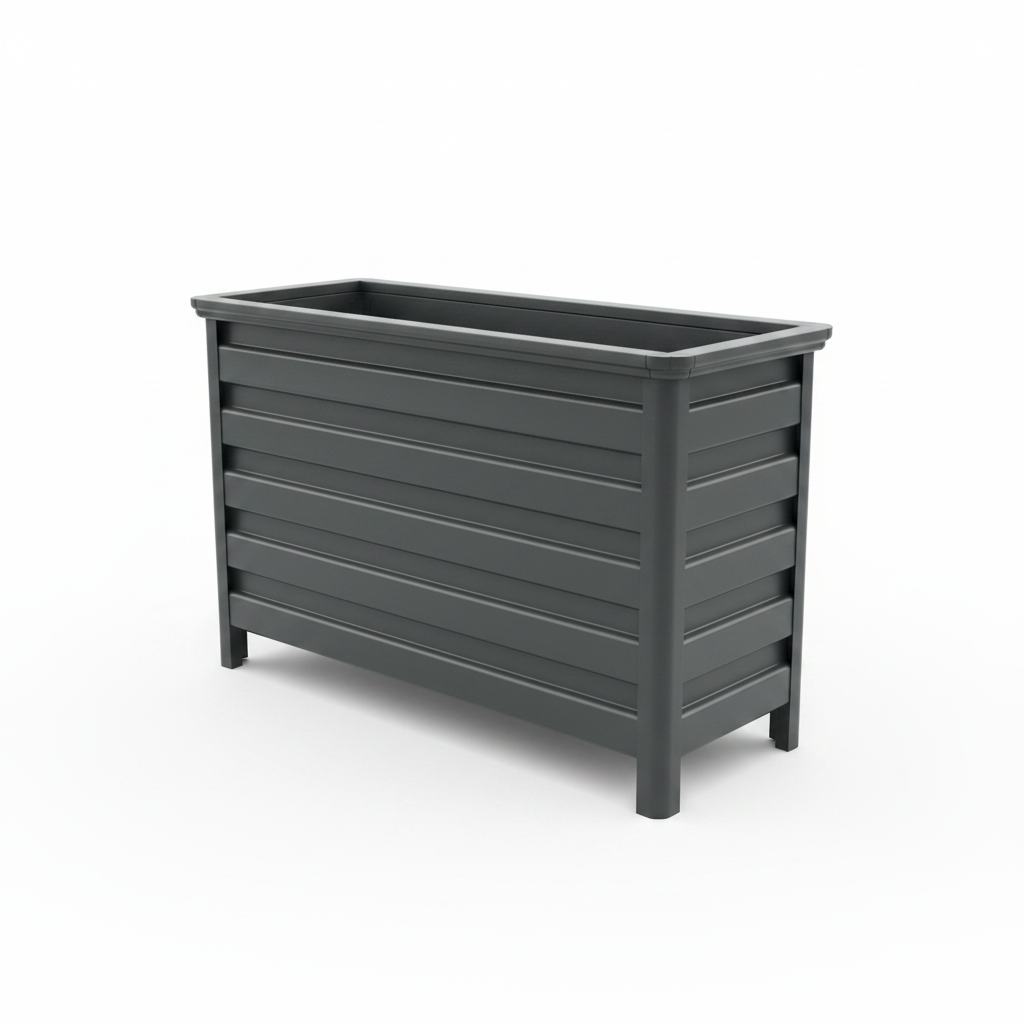 Aluminum Tall Rectangular Planter Box - Angled View